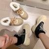 Krazing Pot Cow Leather Wool Blend Winter Round Toe Platform Snow Boots Lace Up Design Women Keep Warm Ankle Boots