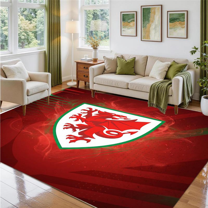 Wales Rugby Design Kristall-Samt Teppich Weiche Dekorative Matte für Schlafzimmer Eingang