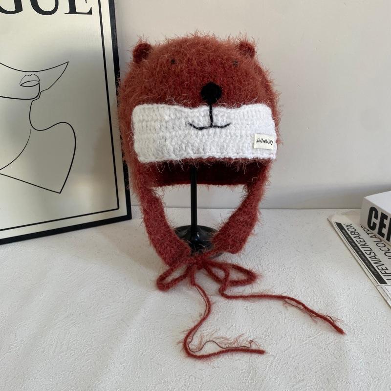 

JYL TS DIY Bear Ear Beanie Women Autumn Winter Cute Japanese Knit Hat Acrylic 1222Mao12809 неглазурована порцеляна