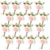 Crowye 16 Pcs Boutonniere for Men Wedding with Pins Set Groom and Groomsmen Ceremony Anniversary Corsage Wedding Flowers Artificial Bouquets for