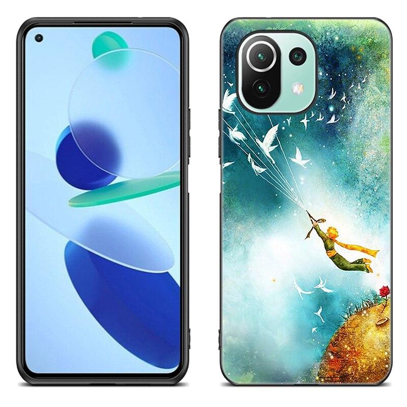 The Little Prince Fox Case For Xiaomi Mi 11 Lite NE 11i 10T 11T Pro A2 A3 Lite POCO F3 M3 M4 C31 X3 Pro NFC GT Black Soft Cover