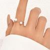 1pc Wrapped Faux Pearl Triple Layer Open Adjustable Ring