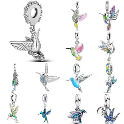 Novo Pingente de Beija-flor Andorinha de Cobre Decoração com Contas Encaixa Pulseira Europeia Original Acessórios Diy Joias de Charme Femininas