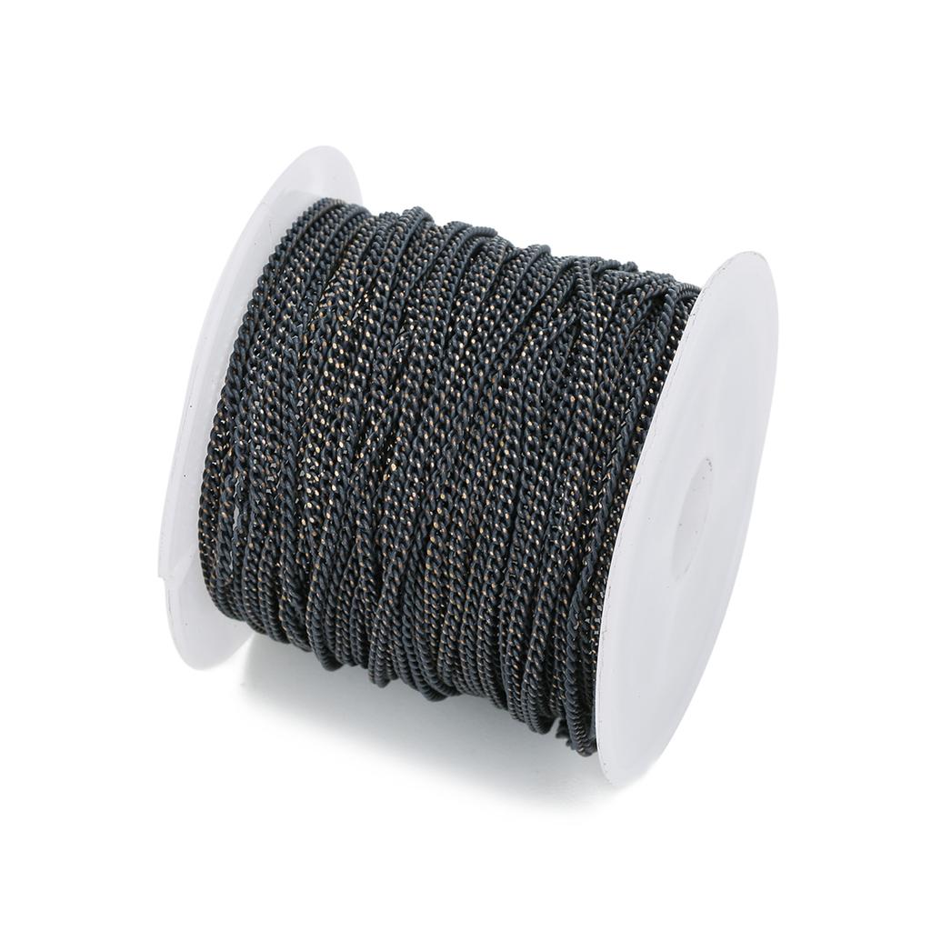 10 yards/Roll Flat Grinding Skin Chains Diy Jewelry Making Connectors Bracelets Necklace Width 1.5 Mm Copper Bulk Chain Finding