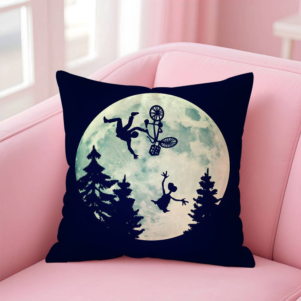 Movie E T The E-Extra T-Terrestrial Pillow Case Pattern Printing Pillowcase Living Room Sofa Cushion Cover Bedroom Room Decor