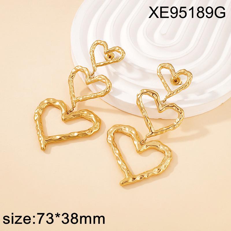 Gold Heart Stackable Titanium Steel Hypoallergenic Earrings - Fashionable and Trendy Women's Ear Jewelry