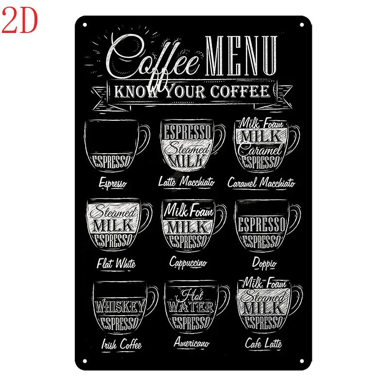 Retro Coffee Shop D Tin Sign Vintage Cafe Metal Wall Art Decor Plaque for Bar Restaurant Home