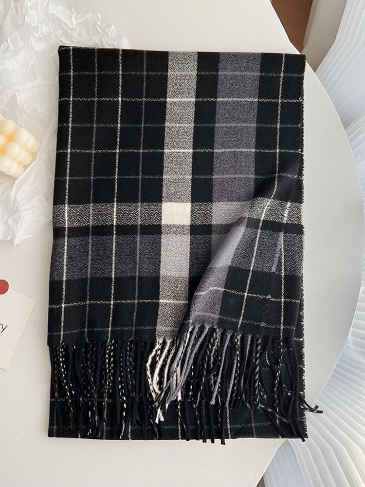 Women Winter Knitted Scarf Headscarf Ladies Men Casual Preppy Plaid Tassel Warm Scarve Mujer Male Foulard Wrap Shawl New Korean
