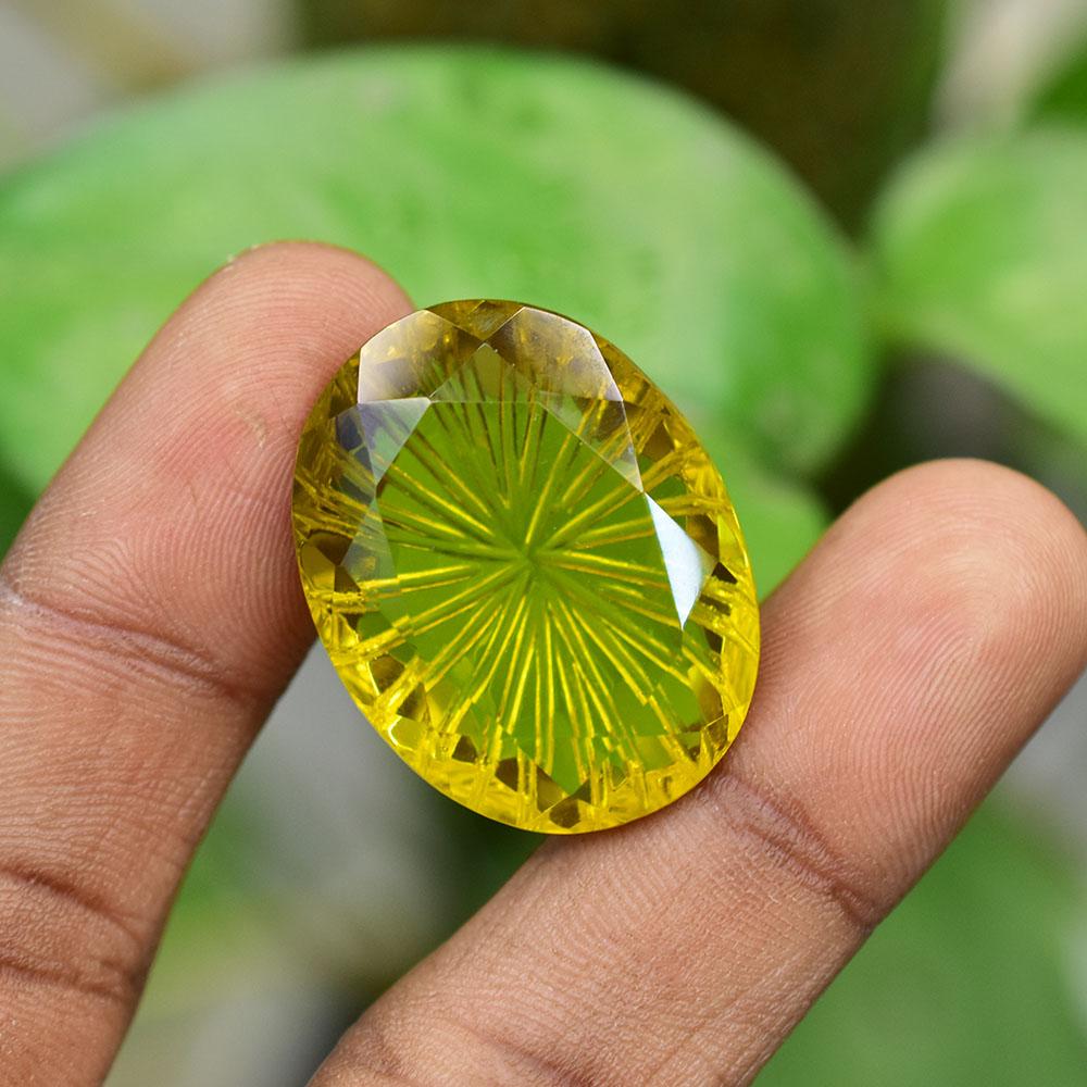 Lab Created Yellow Topaz 51.7 Ct Oval Shape Loose Gemstone For Gifting