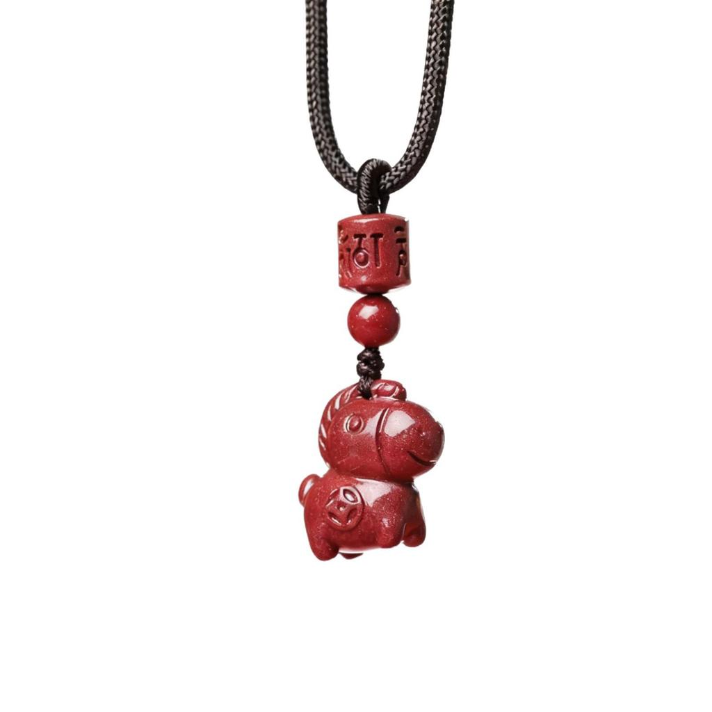 Authentic Cinnabar Zodiac Horse Pendant Necklace for Women and Children