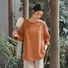 Johnature Women Embroidery Floral Shirts O-Neck Tops Chinese Style Solid Color Blouses Summer Loose Shirts