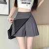Women's Summer Asymmetrical Wide-Leg Suit Casual Shorts High-Waisted Slimming Sexy Pleated Casual All-match Versatile Skirt-Trousers
