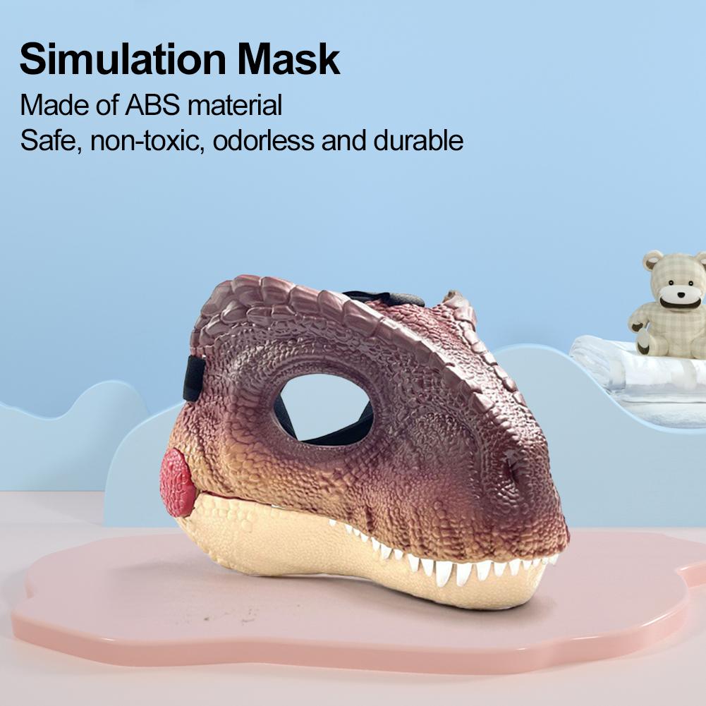 Moving Jaw Dino Mask with Dinosaur Scream Dinosaur Head Face Mask Lifelike Dinosaur Mask Headwear for Halloween Carnival Party