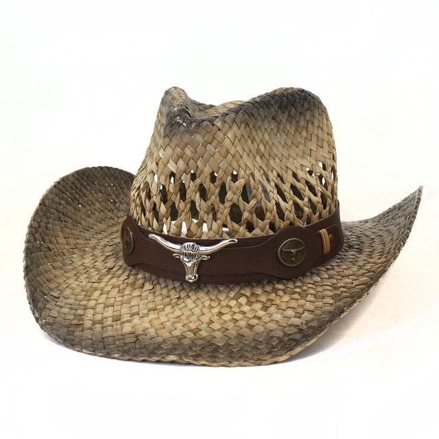 Cowboy hat men's women's cowboy straw hat monochrome felt hat men's and women's big brim outdoor beach knight hat