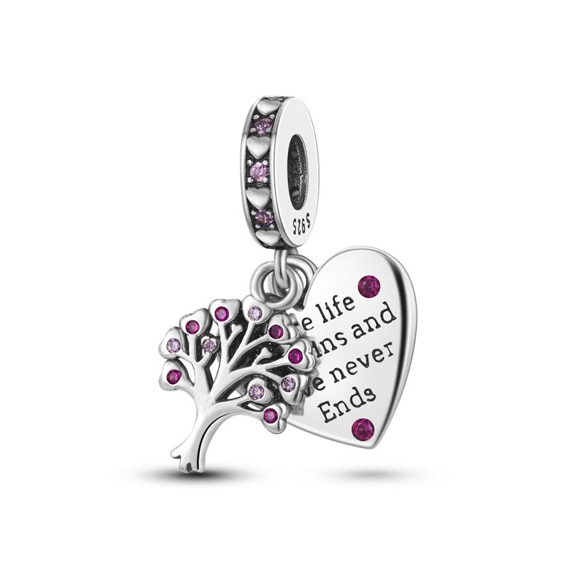 925 Silver Valentine's Day Love Pink Series Beads Suitable For Pan Bracelet Diy Anniversary Jewelry Gift