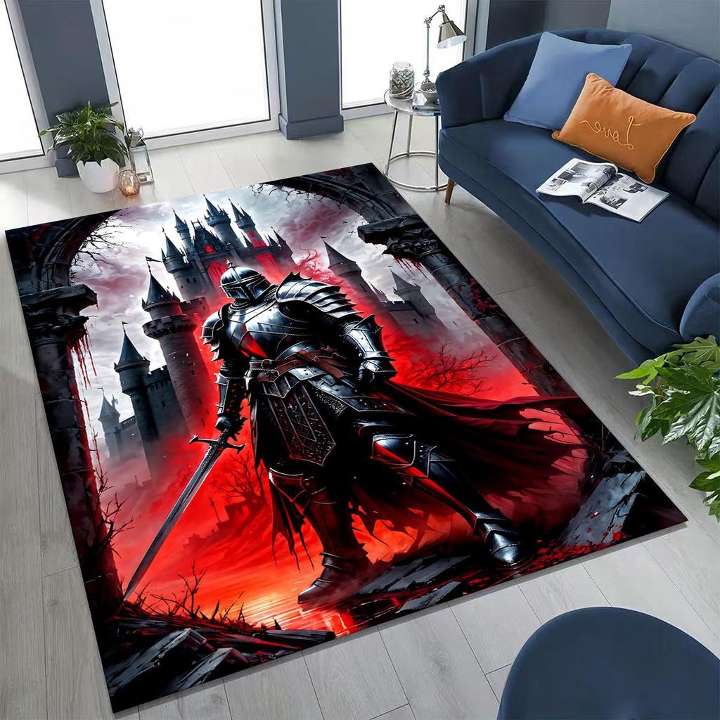 Templar Blood Knight Honor Holy Crusader Cartoon Rug for Bedroom Living Room Sofa Home Doormat Decor,Kid Play Non-slip Floor Mat