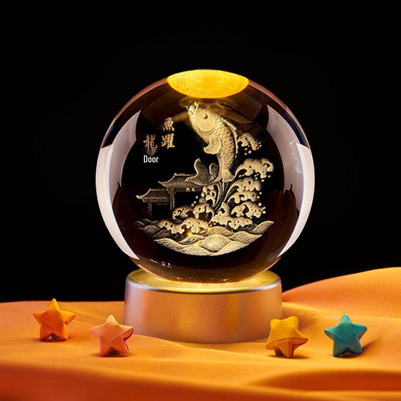 Leaping Fish Crystal Ball 3D Night Light - Creative Birthday & Qixi Festival Gift