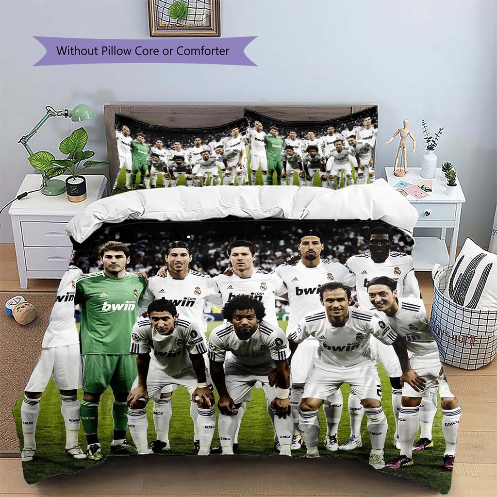 Madrid players Pattern Bedding Home Decoration Birthday Gift (1 * duvet cover + 2 * pillowcase, without core)
