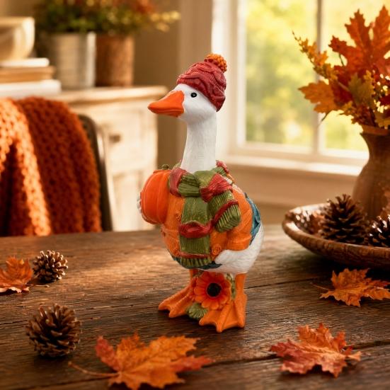 Goose Statue, Decorative Lawn Ornament, Durable Resin Rustic Style Figure, Garden Sculpture for Patio Tabletop Front Yard Decor