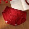 Women's Spring and Summer Print Benming Year Red 10A Bacteriostatic Extended Middle Waist Triangle Briefs