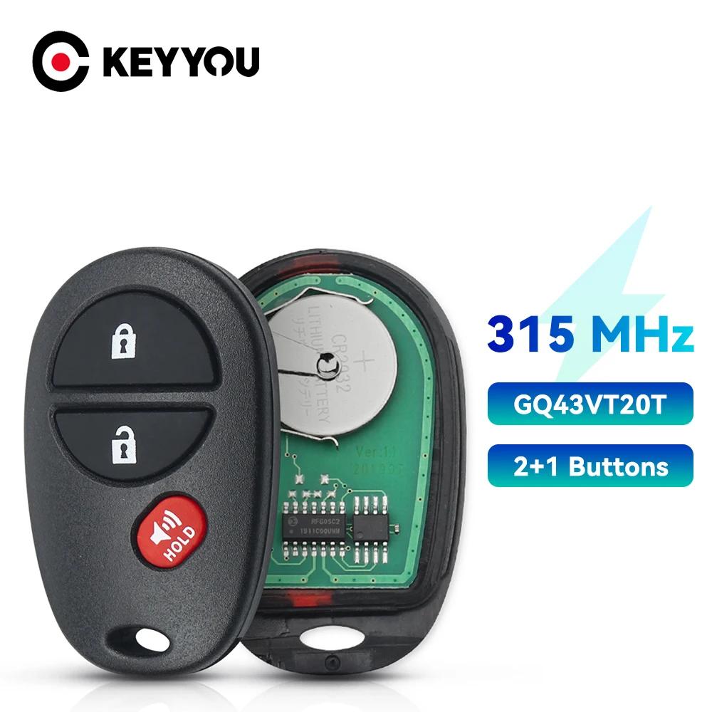 KEYYOU Car Remote Key For Toyota Sienna Highlander Sequoia Solara Tacoma Tundra GQ43VT20T 315MHz Keyless Entry Key With Battery