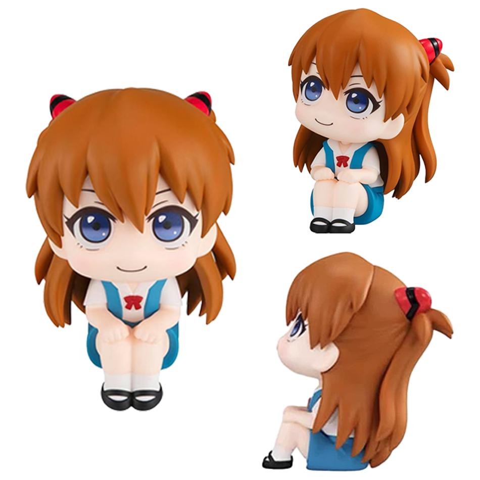 10 cm PVC Anime Evangelion Actionfigur - Ayanami Rei & Asuka Langley Doppelpack Sitzendes Modell Puppe Ornament