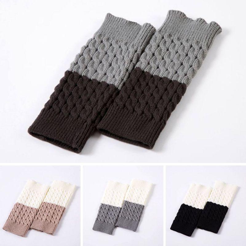 Winter Women Ribbed Leg Warmers Patchwork Knitted Long Boot Socks For Party Dance Sports Yoga Accessories