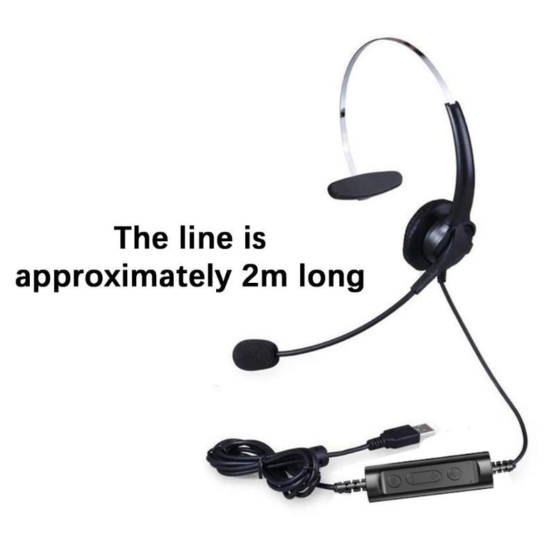 Corded Call Center Noise Cancelling USB Headset Headphone with Microphone Voice Control for Computer/PC/Laptop Use