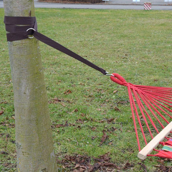 Fixation d'hamac - dhamac - bande brune - résistant à la déchirure - capacité 150 kg - 640 cm de longueur totale