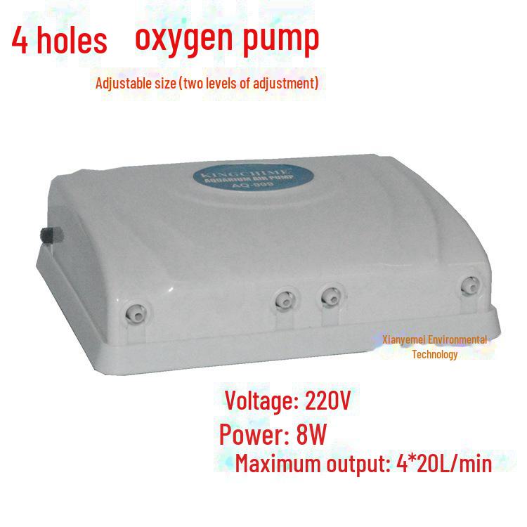 Kompakte, geräuschlose Sauerstoffpumpe mit zwei Öffnungen für Aquarien mit Schlauch und Diffusor