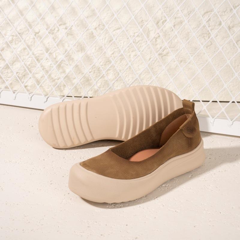 Spring and Summer New Handmade Leather Single Shoes Women's Shallow Cowhide One-pedal Round Head Casual Women's Shoes