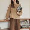 Chemise décontractée large irrégulière pour femme Printemps Automne Hiver Style japonais à carreaux Preppy à manches longues Chemise Veste Vêtement d'extérieur