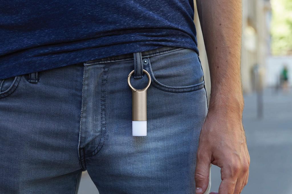 Lexon Nomady Flash LED Warning Light with Gold Carabiner -