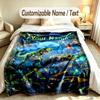Monster Truck Theme Custom Blanket Personalized Name & Text Customized Soft Warm Throw Blanket Home Decor