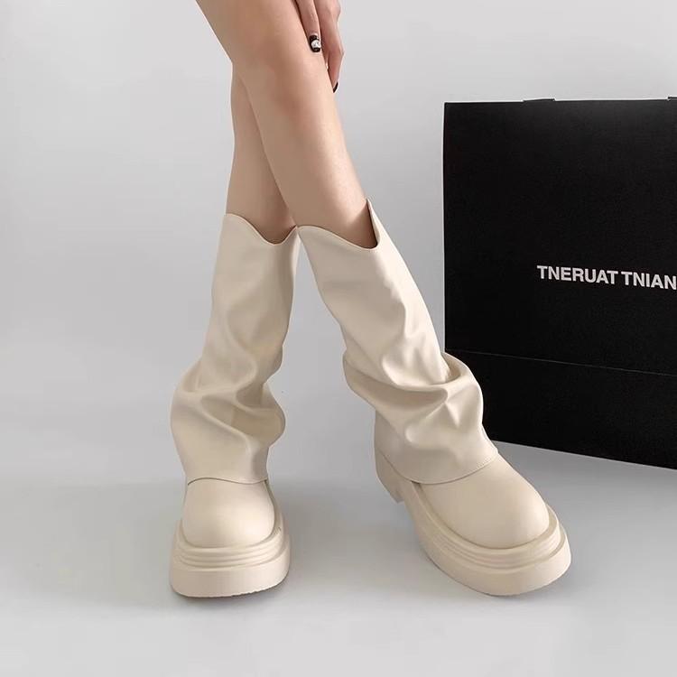 Fashion retro British style thick heel platform Martin boots women's 2025 summer versatile new trouser tube boots short boots