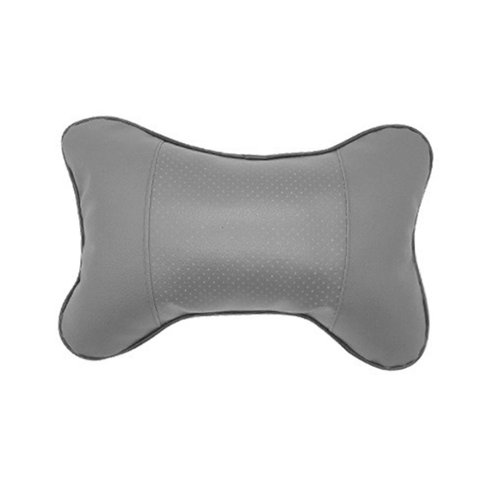 

PU Leather Car Neck Support Pillow Elastic Soft Breathable Mesh Cervical Spine Cushion Fiber Fill Universal Headrest Pillow сірий