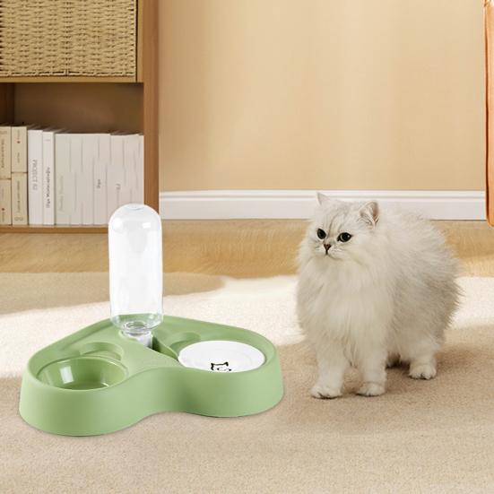 Cat Feeder Food Grade Stainless Steel Bowl Pet Feeder with Automatic Water Refill Dual Zone Design Cat Food Water Combo