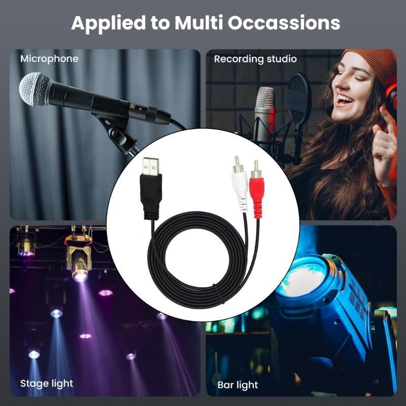 USB To 2RCA Composite Sound Video Converter Cable Accessories For Streaming Media Camcorder To PC/TV Sound Transfer 1.5m