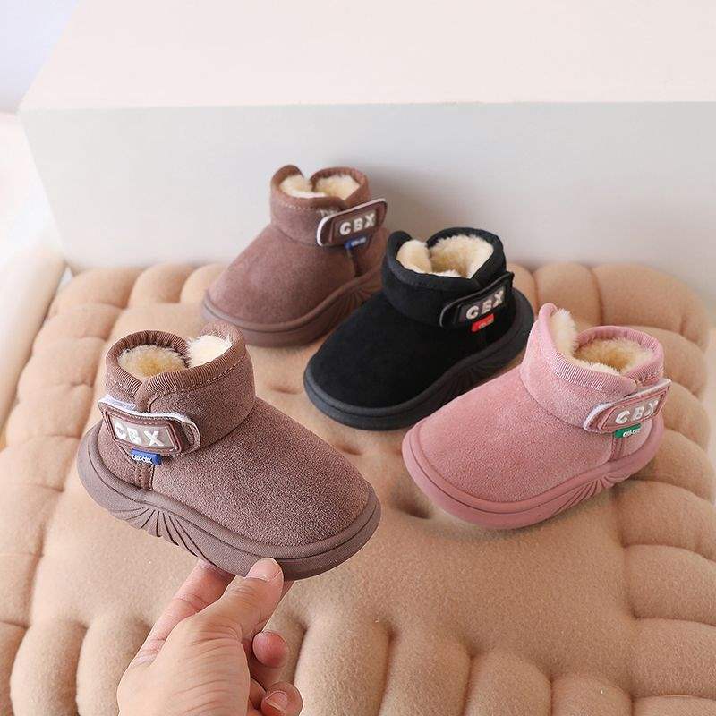 Winter children's snow boots versatile foreign style baby bag heel cotton shoes thickened cute boys and girls soft-soled warm short boots