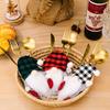 Festive Checkered Hat Gnome Tabletop Ornament With Cutlery Holder For Holidays