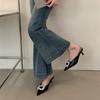 Pointed Head, Half Slippers, Women Wear Thin Heels, Rhinestone Buckle, Fairy Versatile Fashion Women's Shoes
