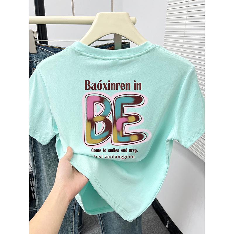 

2024 Women s Western Style Summer Top with Front and Back Letter Print, Small Size M