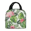 Tropical Green Leaves And Flowers Pattern Insulated Lunch Bag for Women Kids Portable Food Boxes Thermal Lunch Box Tote