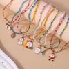 1/7pcs Christmas Necklaces for Women Girls X'mas Tree Santa Claus Snowman Beads Necklace Pendant New Year Jewelry Gift