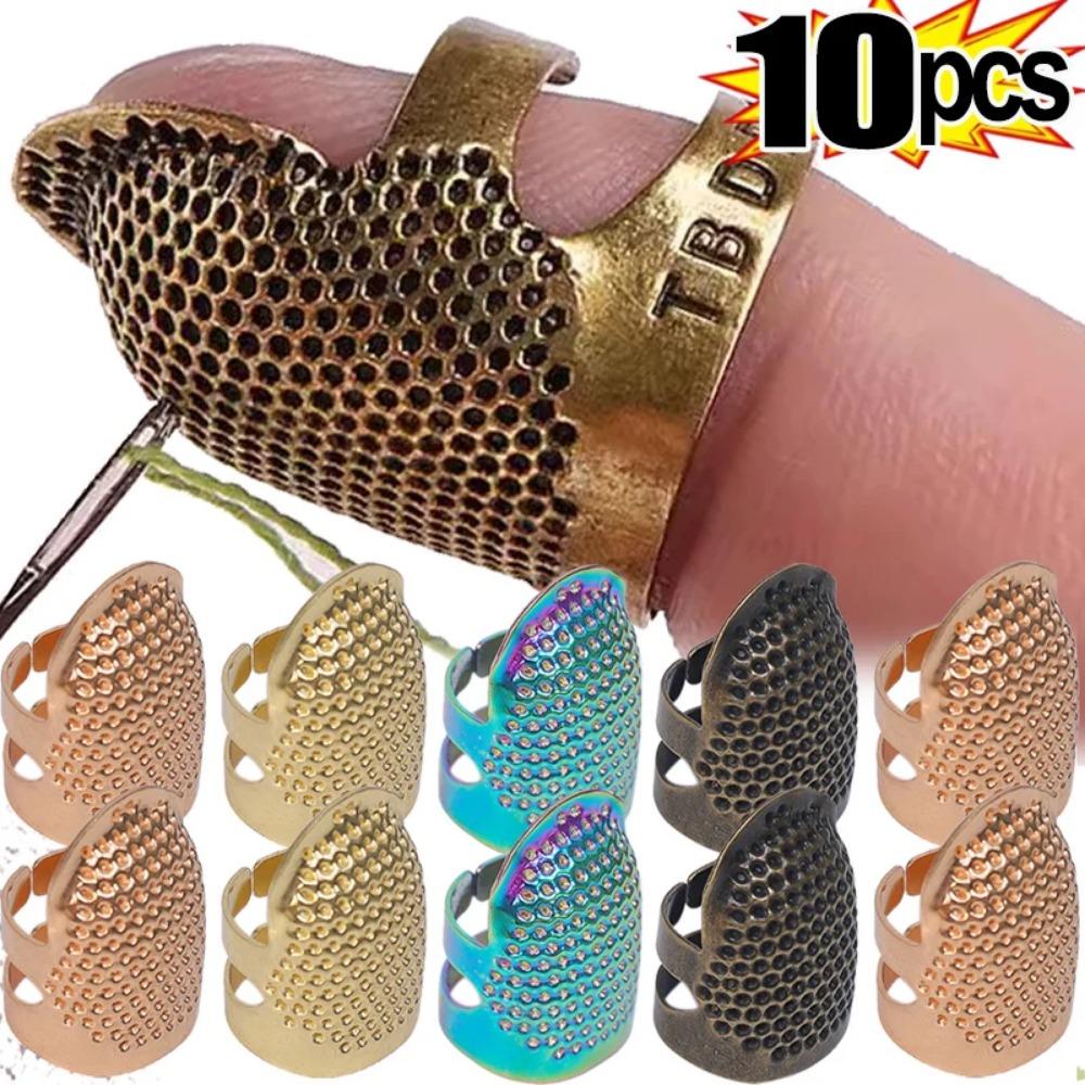 

10PCS Adjustable Sewing Thimble Retro Sewing Finger Protection Cover Needle Thimble Ring Handmade DIY Craft Embroidery Sewing Tools S рожевий колір золота