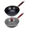 Iron Wok Suitable for All Stoves Pot Cookware Cooking Round Bottom with Wooden Handle Non Coated Rustproof Kitchen Nonstick