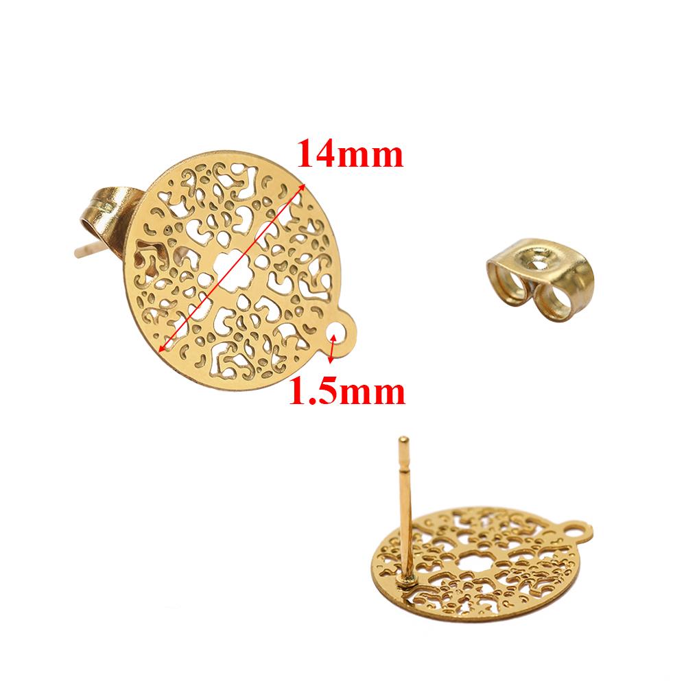10pcs 304 Stainless Steel Hollow Flower Studs for DIY Drop Earrings Post Findings Jewelry Making Dangle Charms Connectors