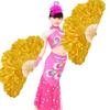 Bamboo Frame Peony Petal Dancing Fan Multi-layered Flower Folding Fan  Summer