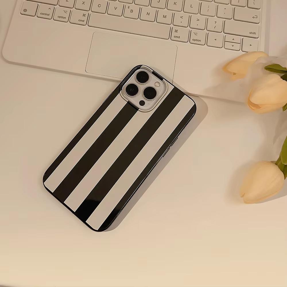 Fashion Retro White Striped Pattern Phone Case For iPhone 17 Air 16 Pro Max 15 14 Plus 13 12 11 Shockproof Silicone Back Cover