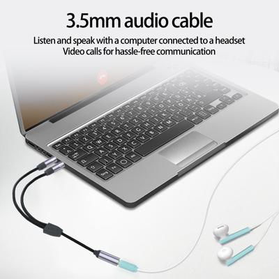 Headphone Splitter 2 In 1 High Fidelity Lossless Nylon-Braided Dual 3.5mm Male Microphone Audio To 3.5mm Female Adapter Cable Computer Accessories